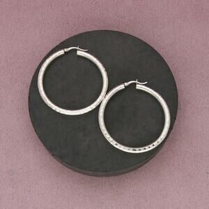 sterling silver hammered snap-post hoop earrings